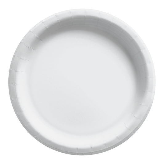 Round Paper Disposable Lunch Plates,White, 8.5-in, 150-pk, for Birthday/Summer/Baby Shower/Wedding