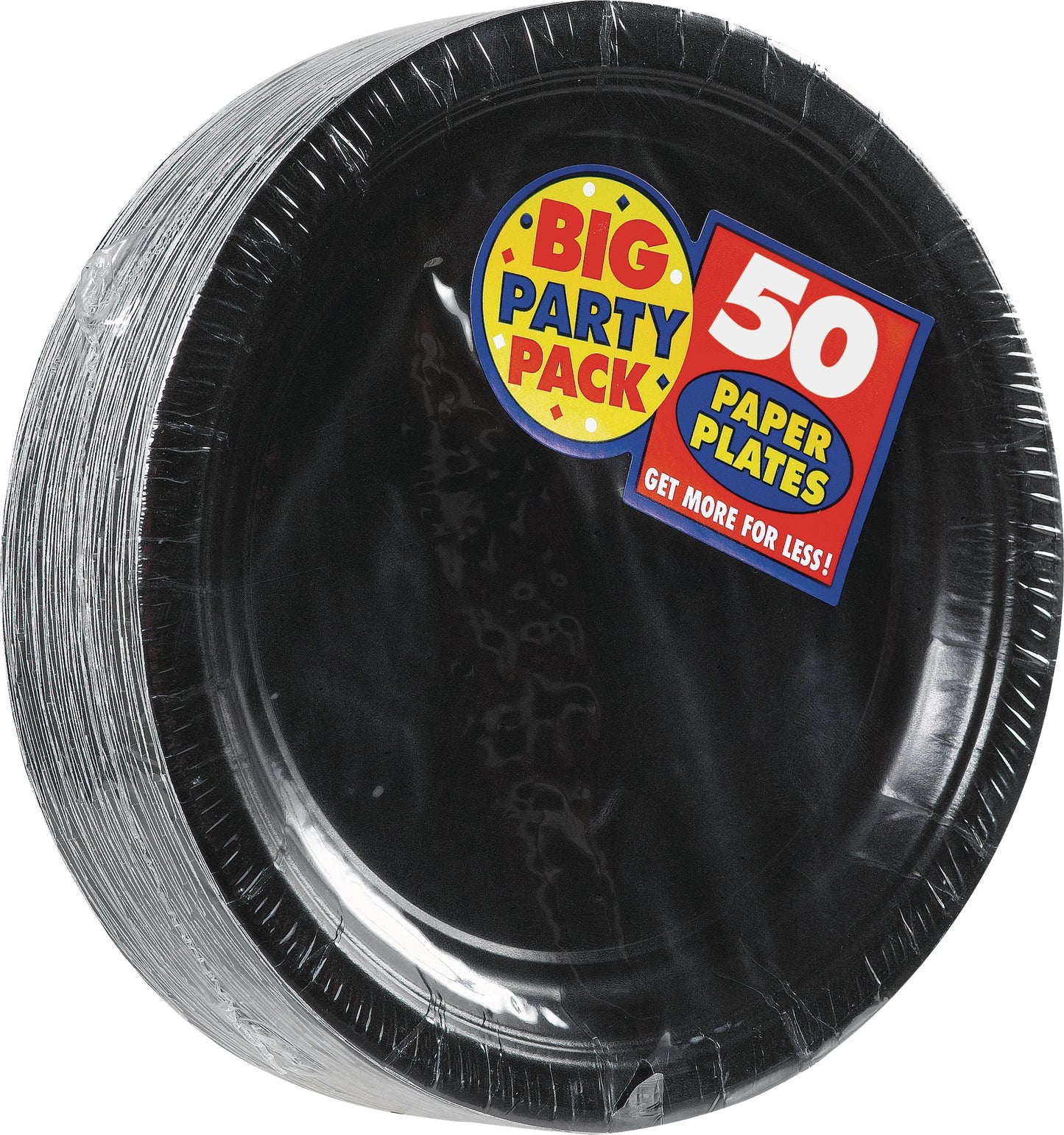 Big Party Pack Round Paper Disposable Lunch Plates, Assorted Colours, 9-in, 50-pk, for Christmas/Thanksgiving/New Year's Eve/Birthday Party
