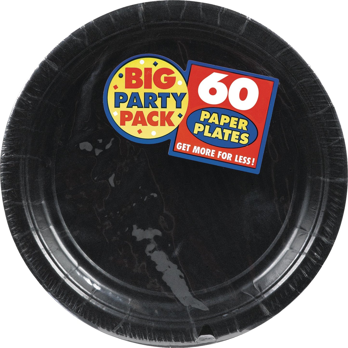 Big Party Pack Round Paper Disposable Lunch Plates, Assorted Colours, 9-in, 50-pk, for Christmas/Thanksgiving/New Year's Eve/Birthday Party