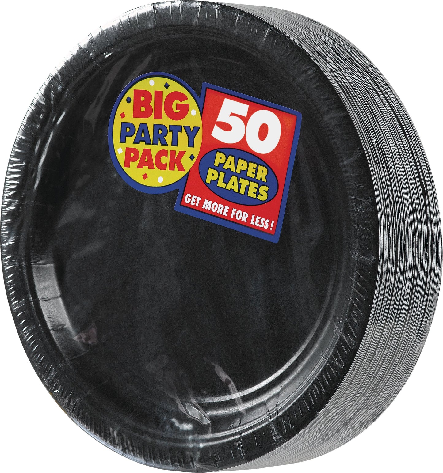 Big Party Pack Round Paper Disposable Lunch Plates, Assorted Colours, 9-in, 50-pk, for Christmas/Thanksgiving/New Year's Eve/Birthday Party
