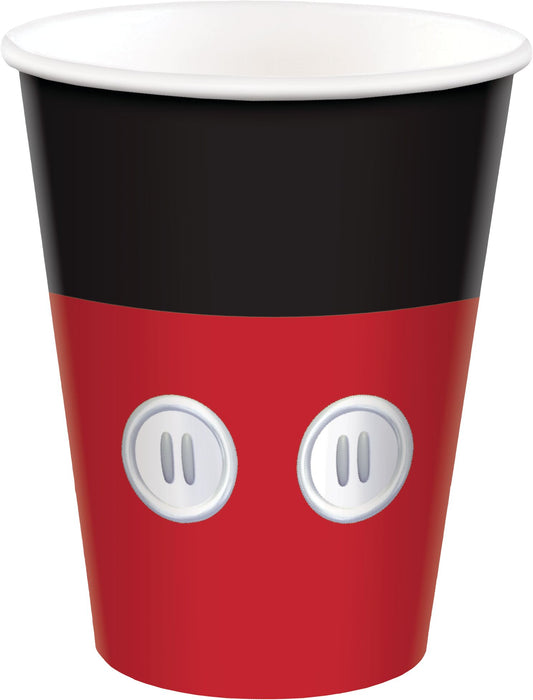 Disney Mickey Mouse Paper Disposable Cups, Red/Black, 9-oz, 8-pk, for Birthday Party