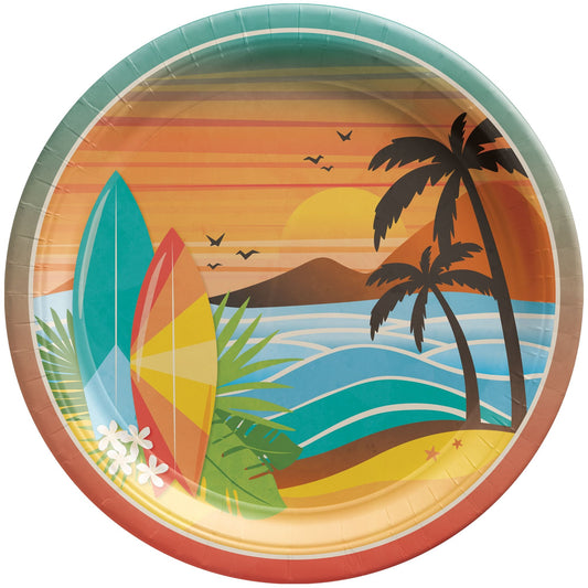 Summer Beach Life Round Paper Plates, 9-in, 50-ct
